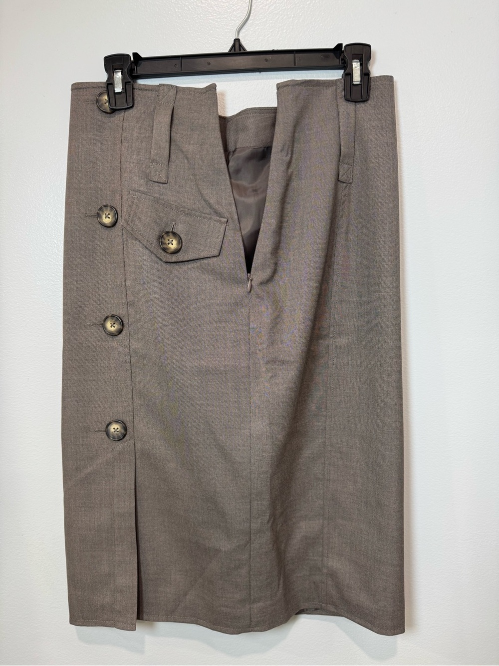 Worthington Petite Size 8 Taupe Double Breasted Belted Pencil Skirt - Picture 6 of 14